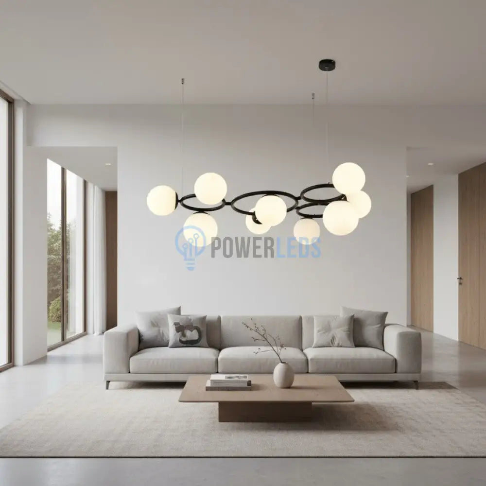 Lustra Suspendata DIONIS Circles Black Abajur Mat 9xE27 Chandeliers