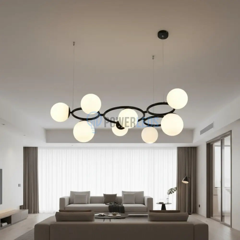 Lustra Suspendata DIONIS Circles Black Abajur Mat 9xE27 Chandeliers