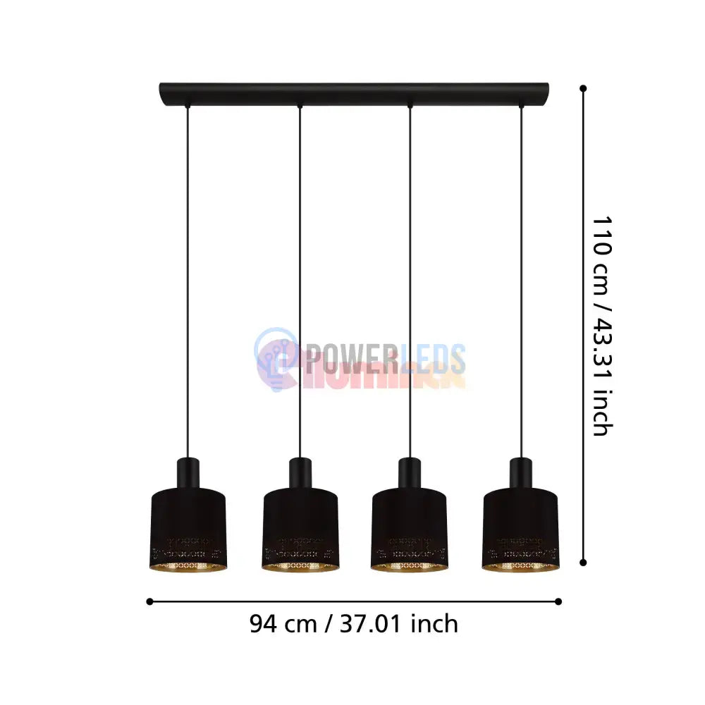 Lustra Suspendata ESTEPERRA Black & Gold 110CM NEAGRA / VINTAGE SI RETRO DESIGN / 110CM Chandeliers