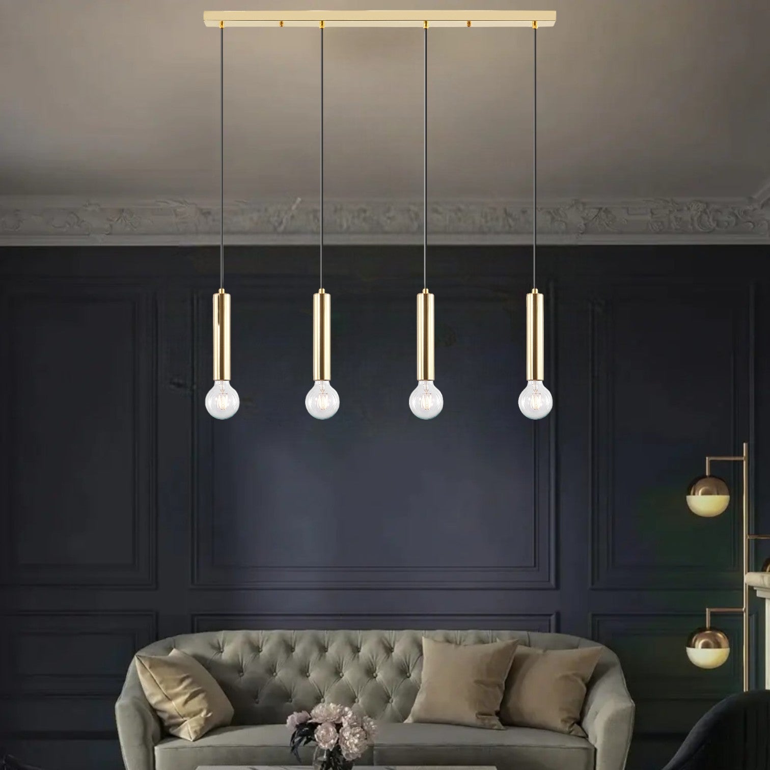 Lustra Suspendata Exquisite Golden Suport Liniar 4xE27