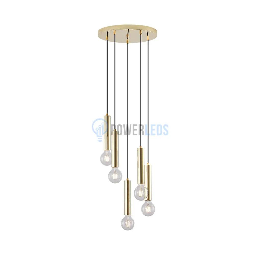 Lustra Suspendata Exquisite Golden Suport Rotund 5Xe27 Lighting Fixtures