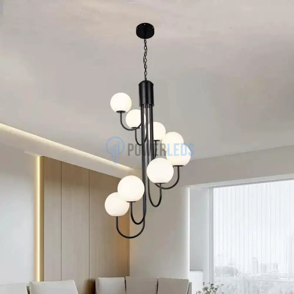 Lustra Suspendata FUBRI Black Abajur Mat NEAGRA / ABAJUR / 8 Chandeliers