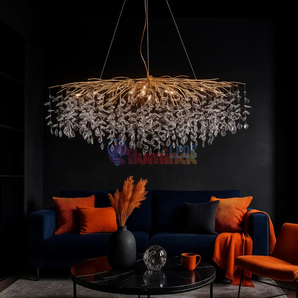 Lustra Suspendata Gold Klara Ovala 120x45 cm powerleds.ro