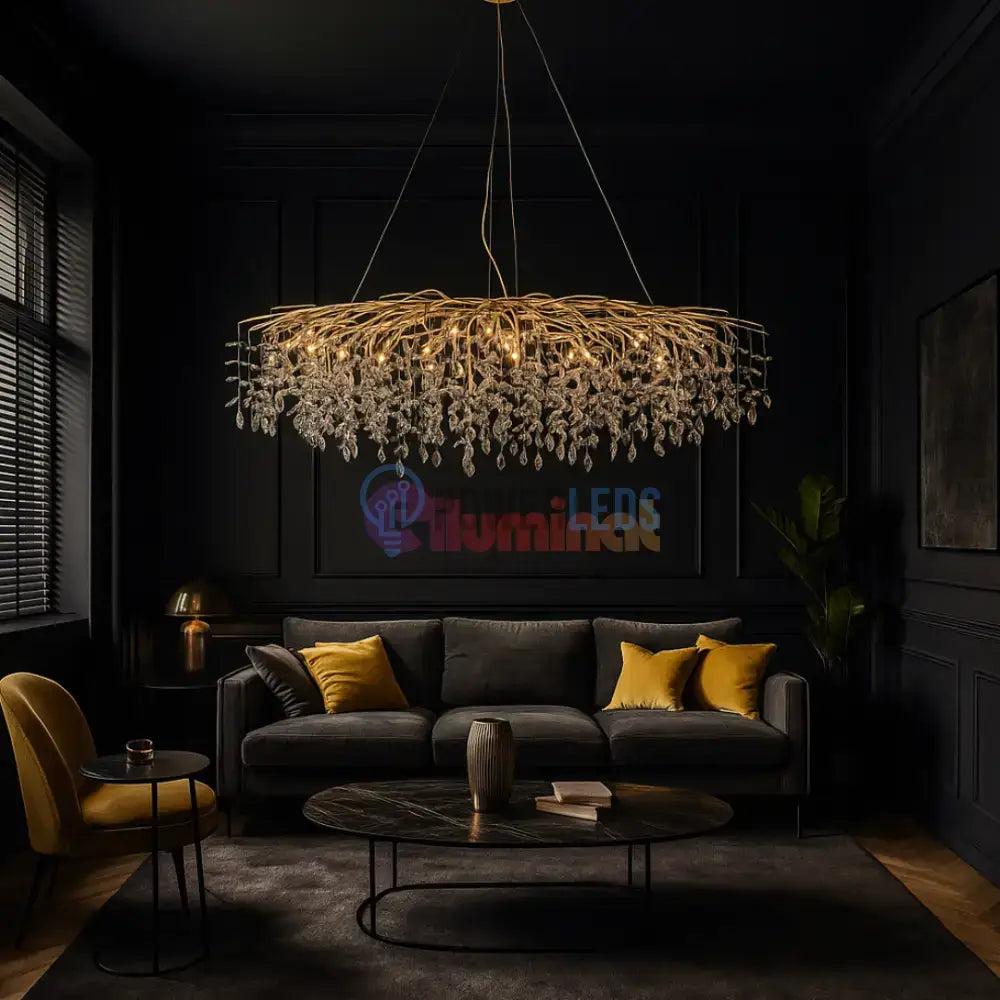 Lustra Suspendata Gold Klara Ovala 120x45 cm powerleds.ro