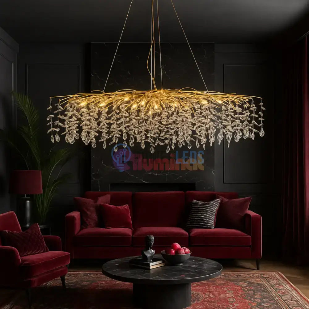 Lustra Suspendata Gold Klara Ovala 120x45 cm powerleds.ro