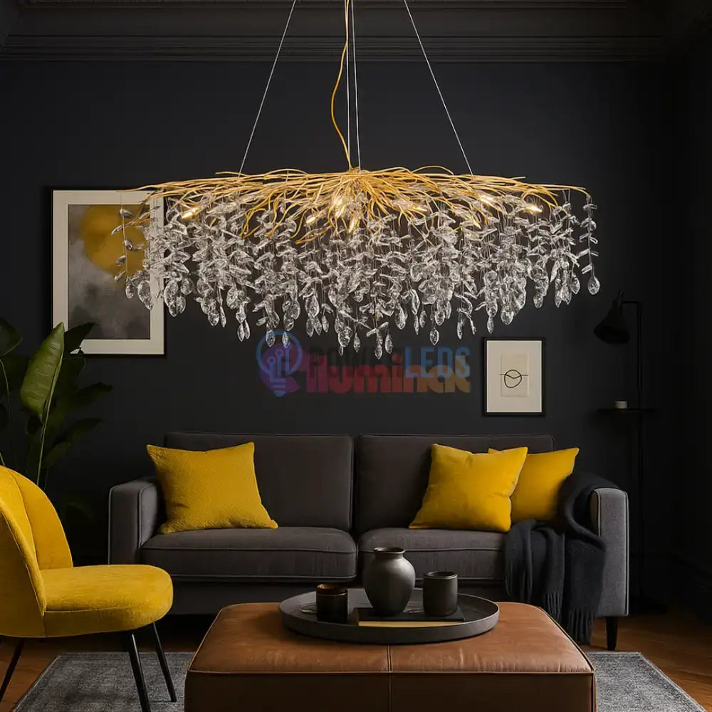 Lustra Suspendata Gold Klara Ovala 120x45 cm powerleds.ro