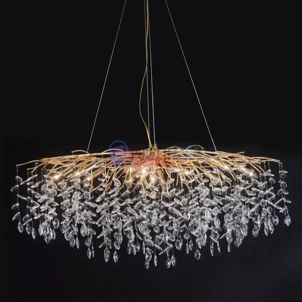 Lustra Suspendata Gold Klara Ovala 120x45 cm powerleds.ro