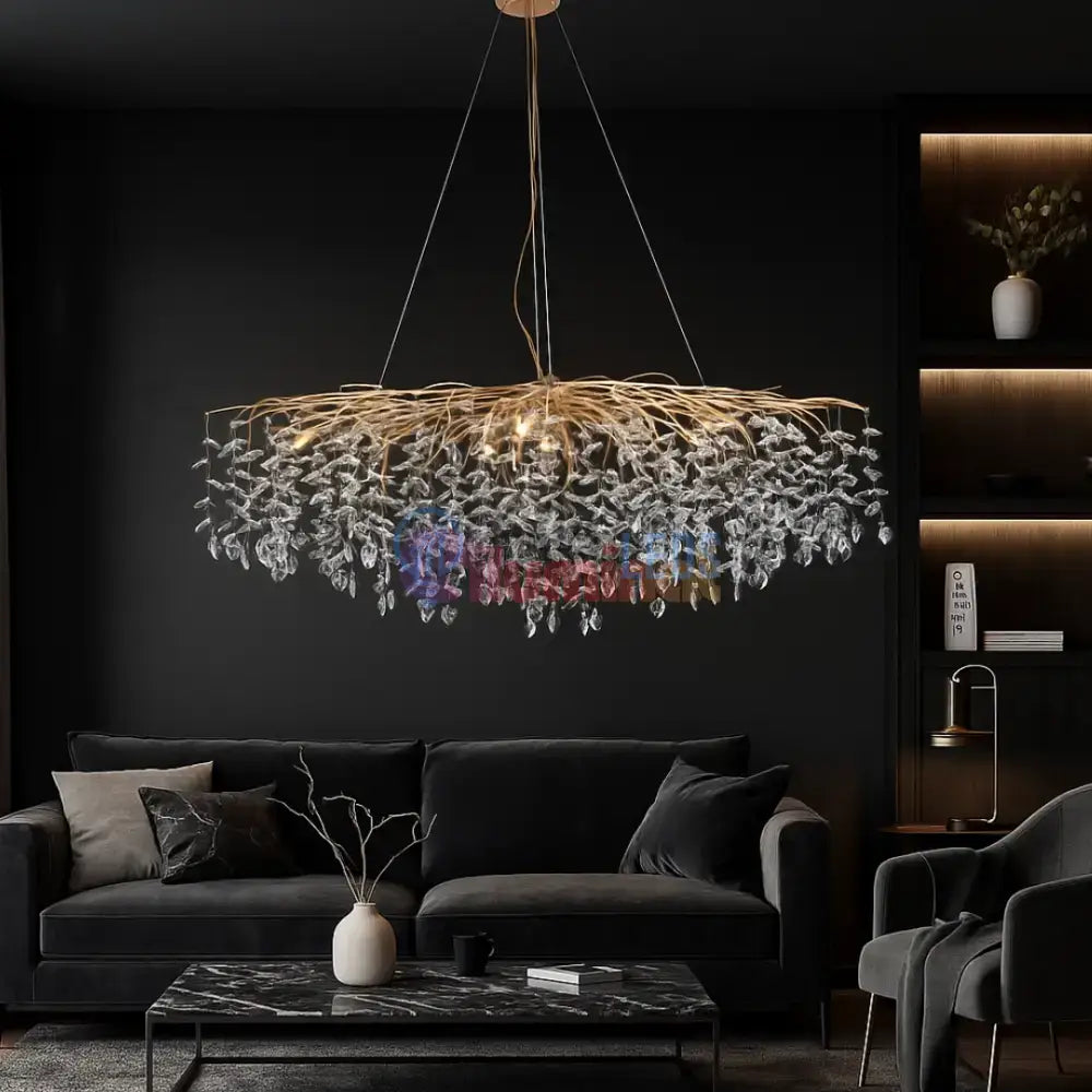 Lustra Suspendata Gold Klara Ovala 120x45 cm powerleds.ro
