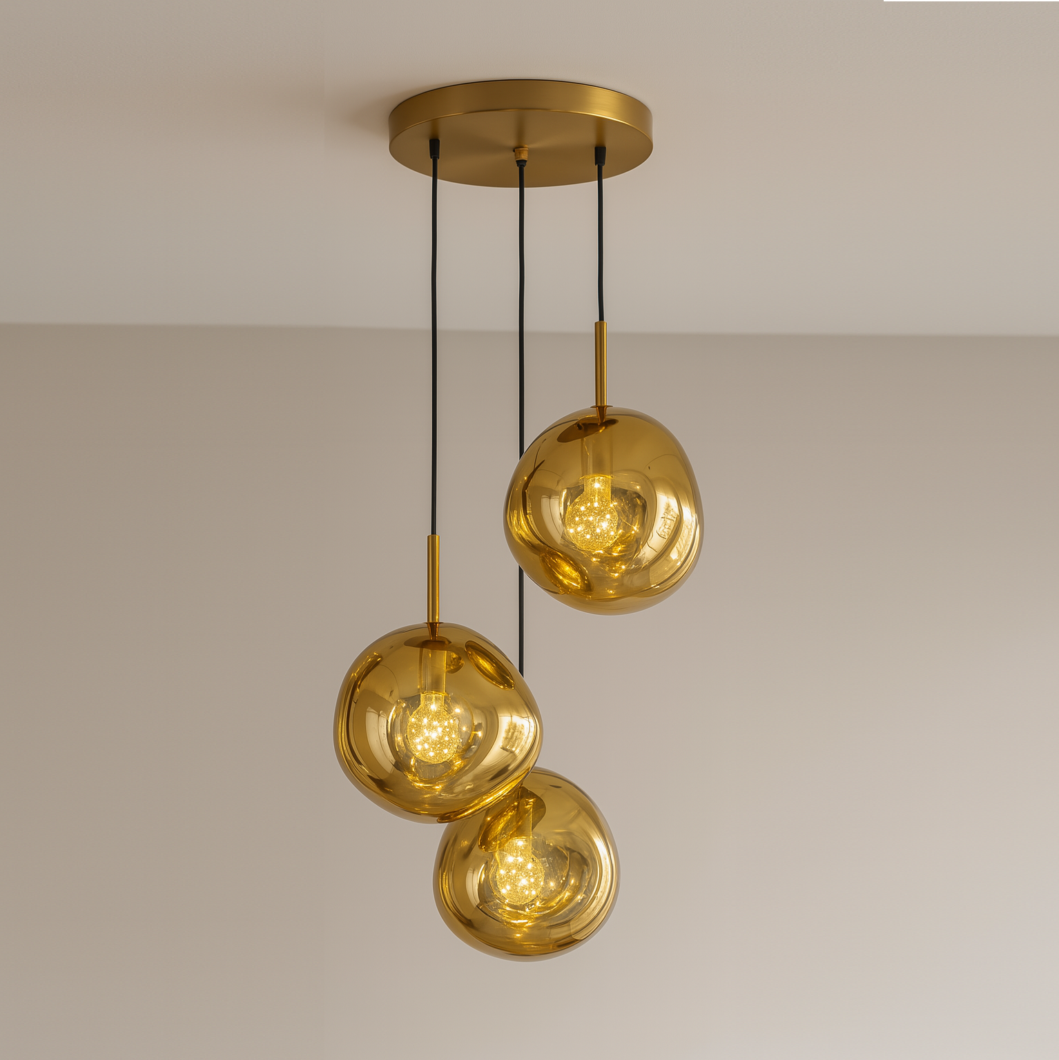 Lustra Abajur Suspendata Golden Orbs 3xE27