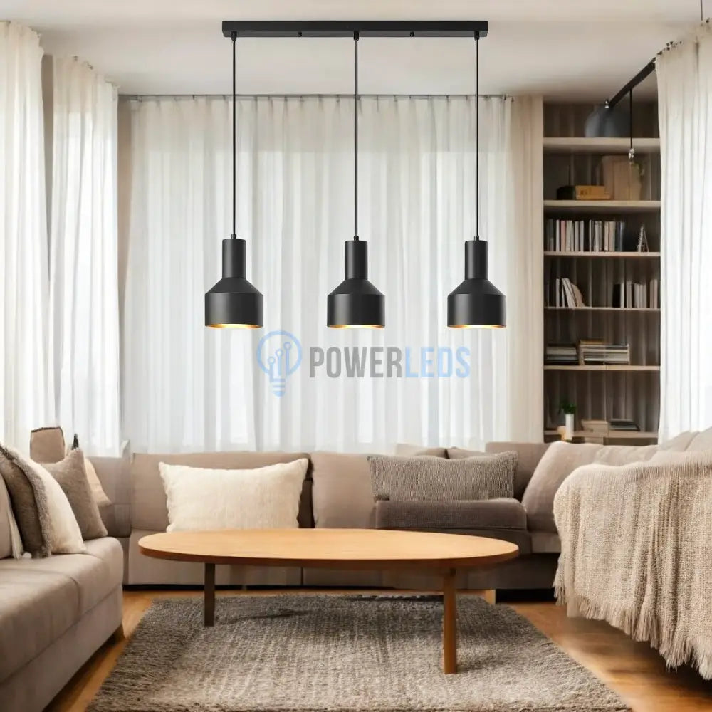 Lustra Suspendata Liniara 3Xe27 Arcane Black Lighting Fixtures
