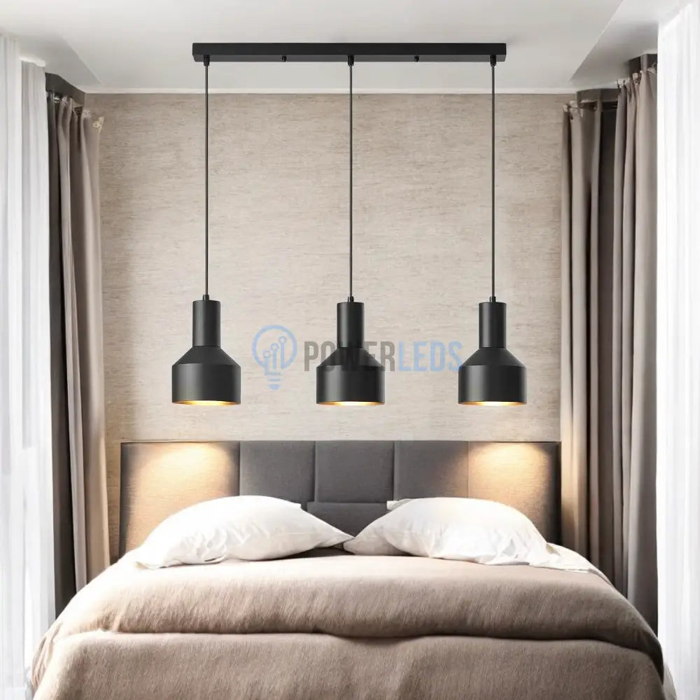 Lustra Suspendata Liniara 3Xe27 Arcane Black Lighting Fixtures