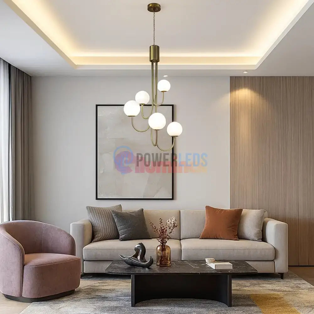 Lustra Suspendata Mini FUBRI Gold Abajur Mat AURIE / ABAJUR / 5 Chandeliers