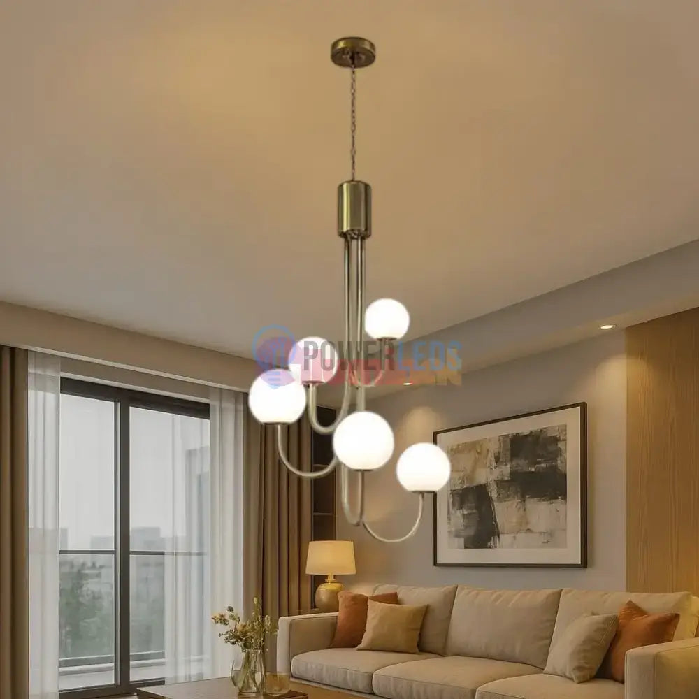 Lustra Suspendata Mini FUBRI Gold Abajur Mat AURIE / ABAJUR / 5 Chandeliers