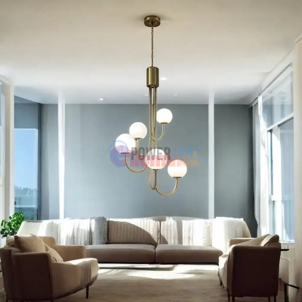 Lustra Suspendata Mini FUBRI Gold Abajur Mat AURIE / ABAJUR / 5 Chandeliers