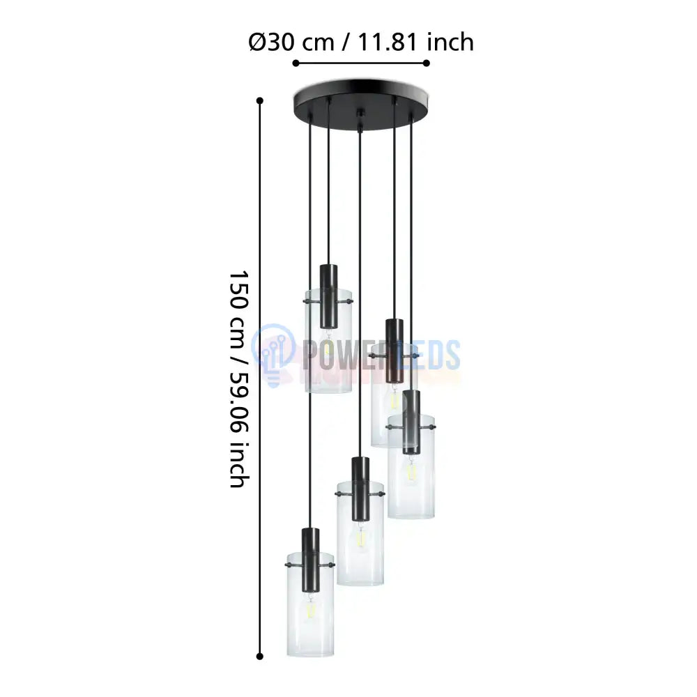 Lustra Suspendata MONTEFINO Black 150CM NEAGRA / ABAJUR / 150CM Chandeliers