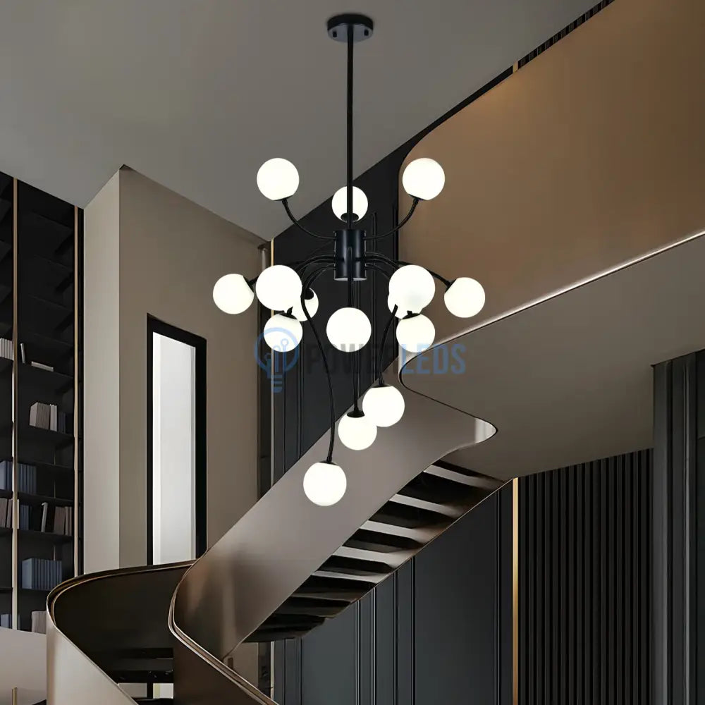 Lustra Suspendata REVSA Black Abajur Mat 15xG9 Chandeliers