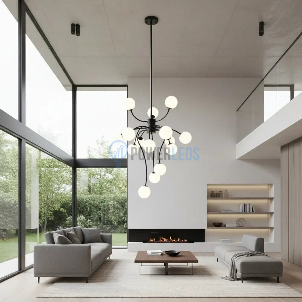 Lustra Suspendata REVSA Black Abajur Mat 15xG9 Chandeliers