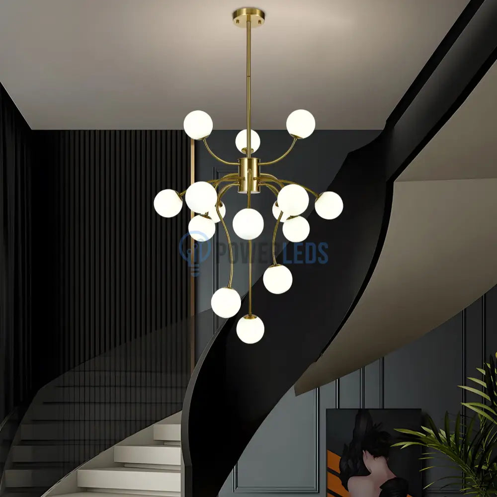 Lustra Suspendata REVSA Gold Abajur Mat 15xG9 Chandeliers