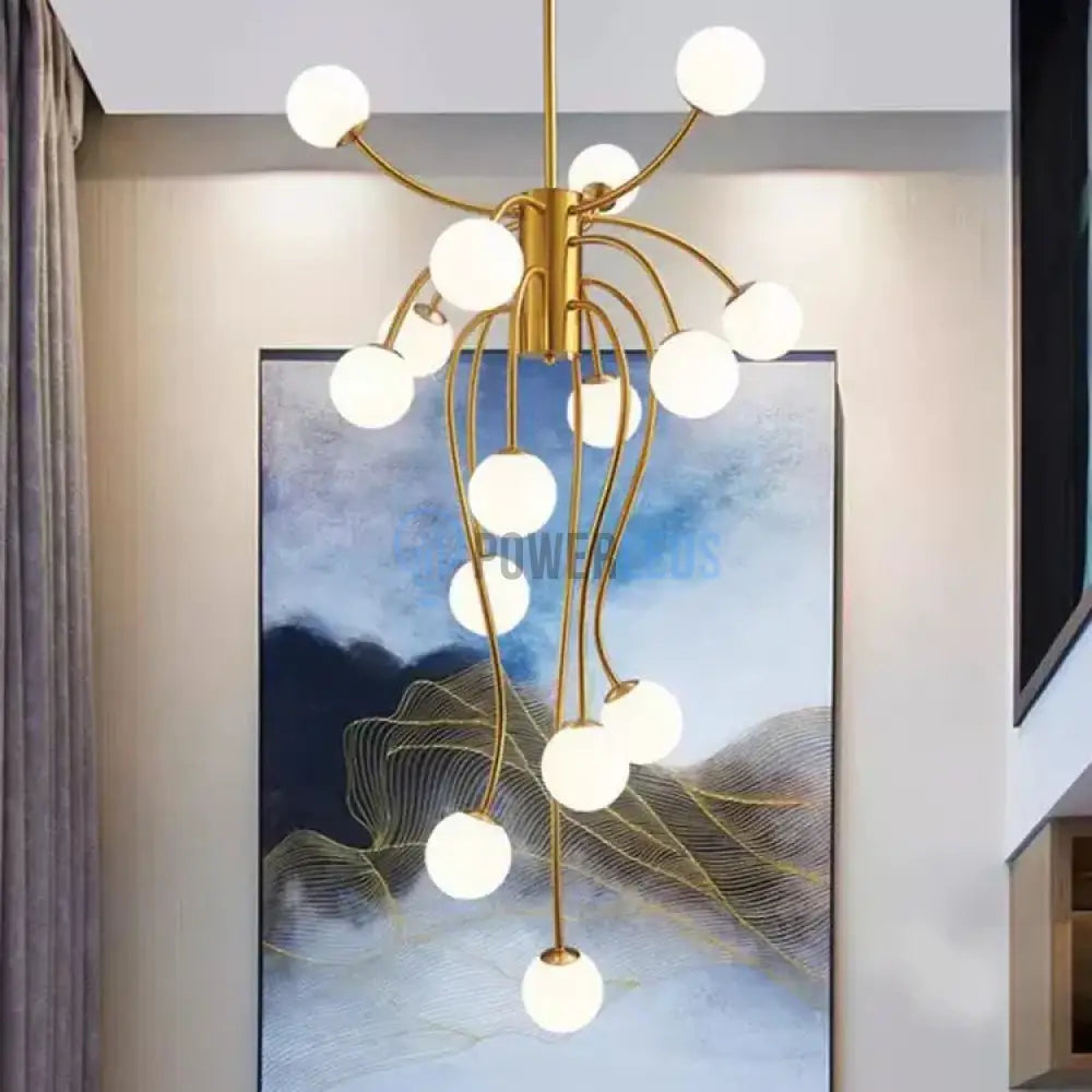 Lustra Suspendata REVSA Gold Abajur Mat 15xG9 Chandeliers
