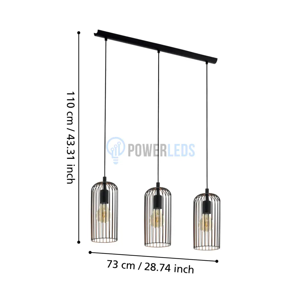 Lustra Suspendata ROCCAMENA Black 110CM NEAGRA / VINTAGE SI RETRO DESIGN / 110CM Chandeliers