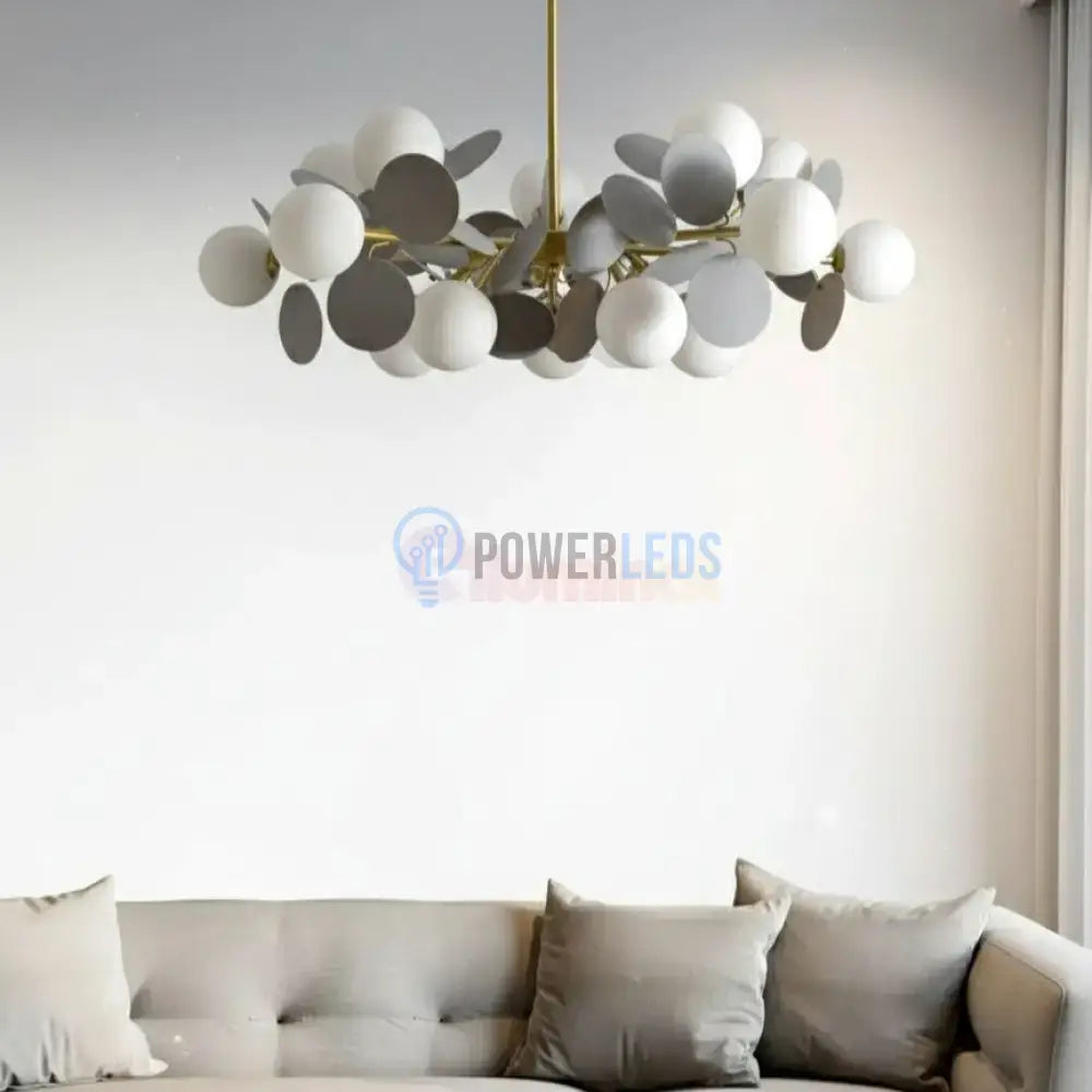 Lustra Suspendata SELVA Gold & Grey Abajur Mat Chandeliers