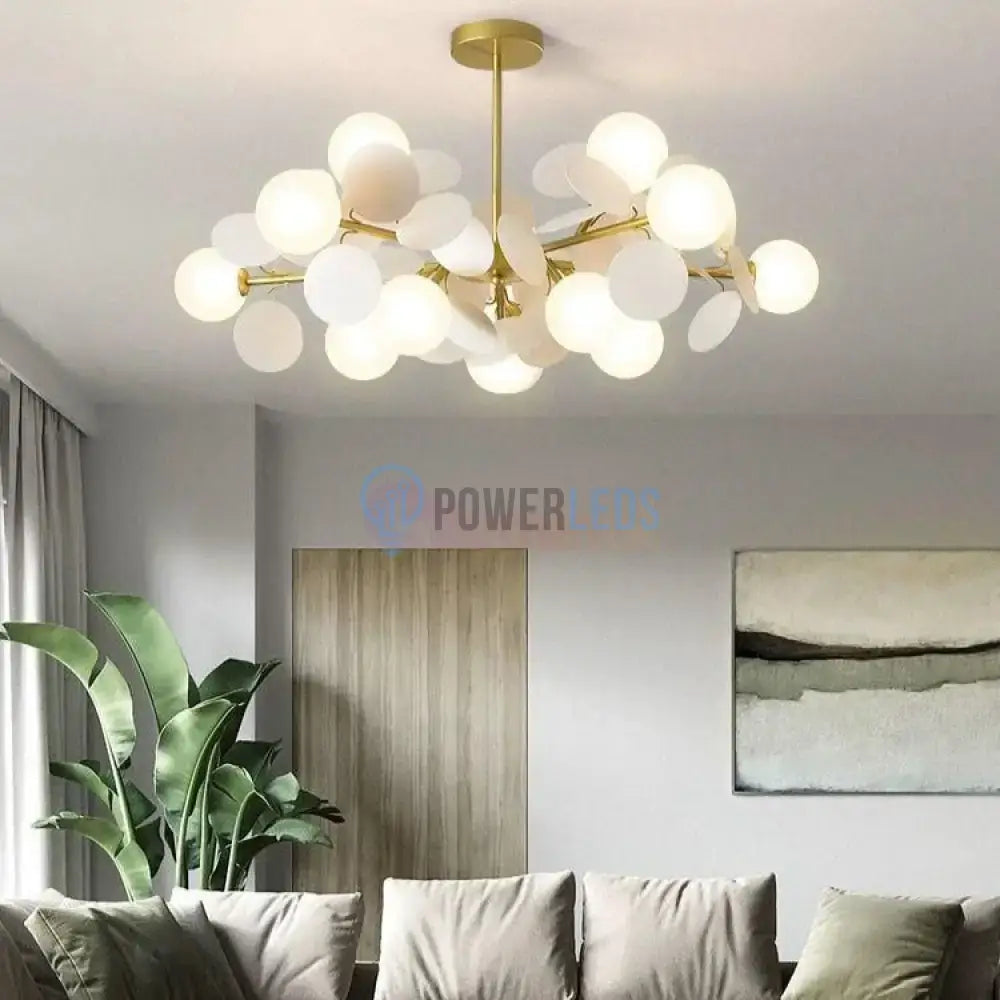 Lustra Suspendata SELVA Gold & White Abajur Mat Chandeliers