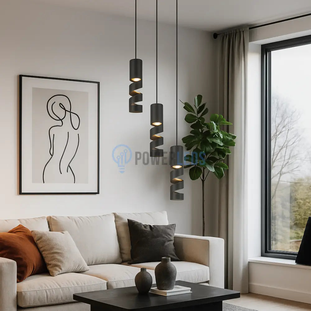 Lustra Suspendata STREAM Black NEAGRA / SPIRALAT Lighting Fixtures