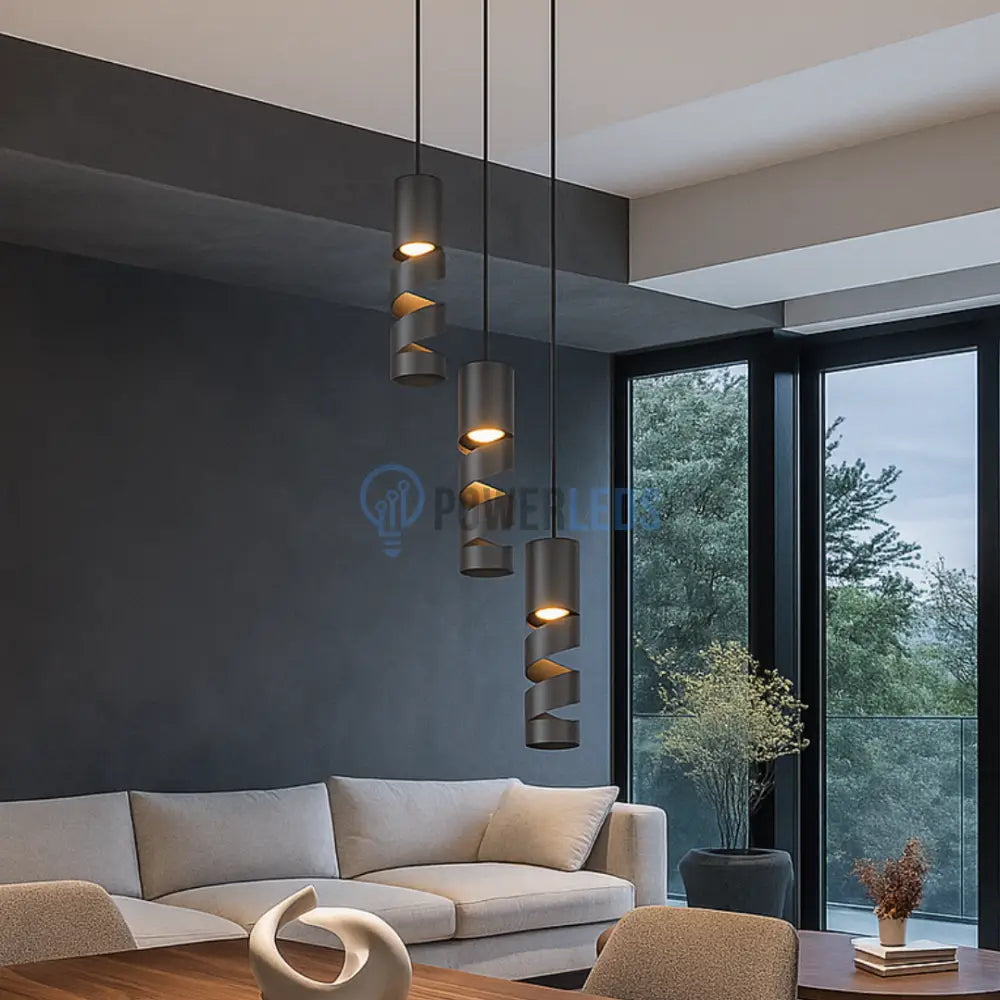 Lustra Suspendata STREAM Black NEAGRA / SPIRALAT Lighting Fixtures