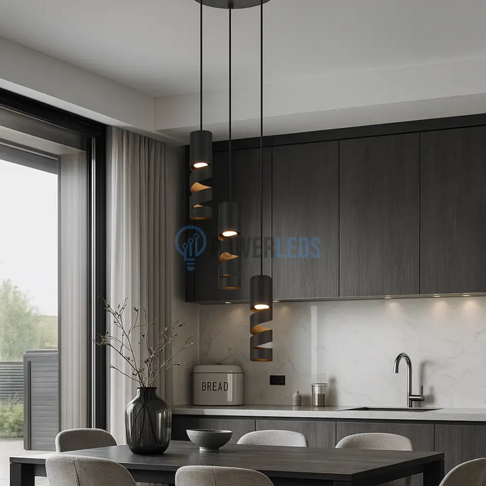 Lustra Suspendata STREAM Black NEAGRA / SPIRALAT Lighting Fixtures
