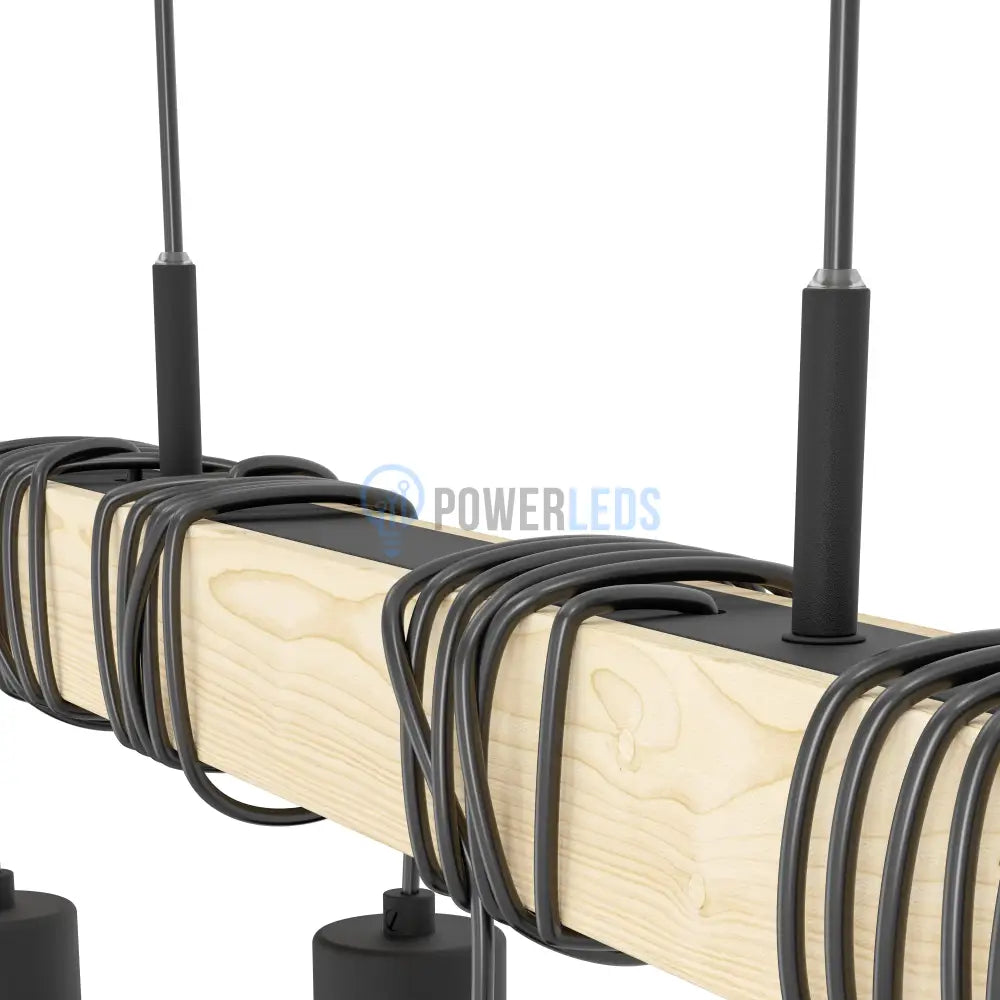 Lustra Suspendata TOWNSHEND 5 Black & Wood 4xE27 Eglo Chandeliers