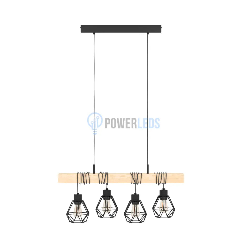 Lustra Suspendata TOWNSHEND 5 Black & Wood 4xE27 Eglo Chandeliers