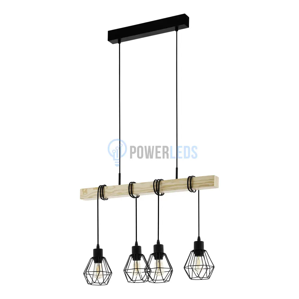 Lustra Suspendata TOWNSHEND 5 Black & Wood 4xE27 Eglo Chandeliers