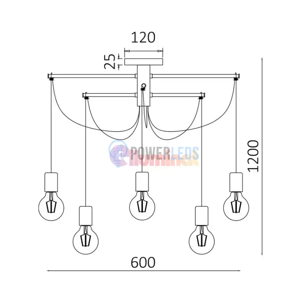 Lustra Suspendata Abajur 6xE27 Black powerleds.ro