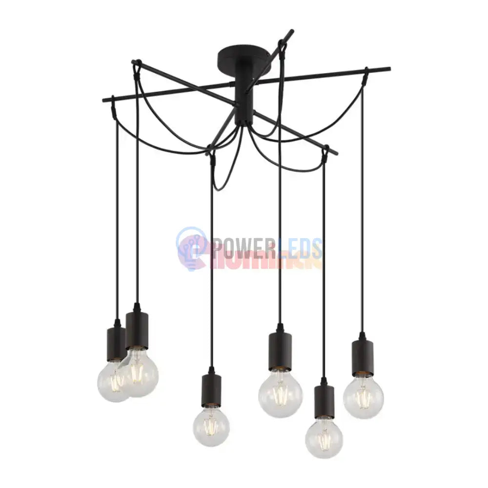 Lustra Suspendata Abajur 6xE27 Black powerleds.ro