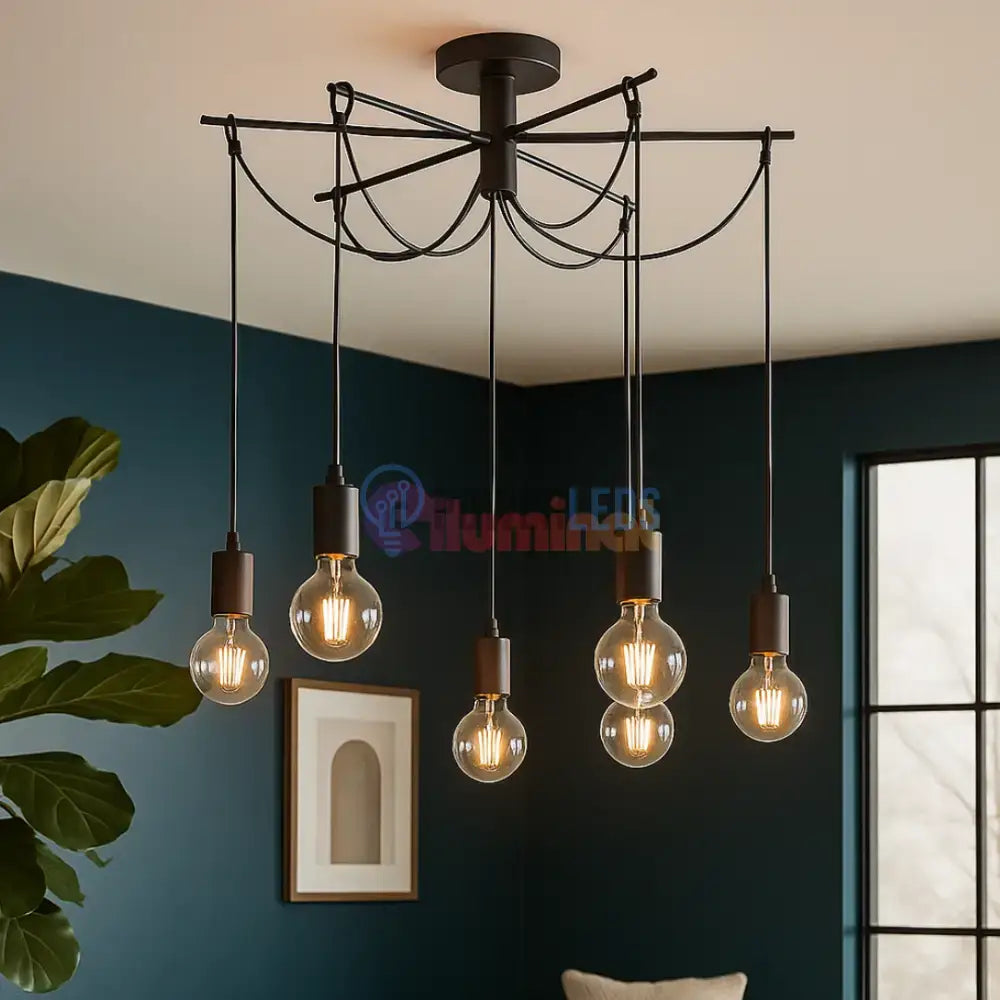 Lustra Suspendata Abajur 6xE27 Black powerleds.ro