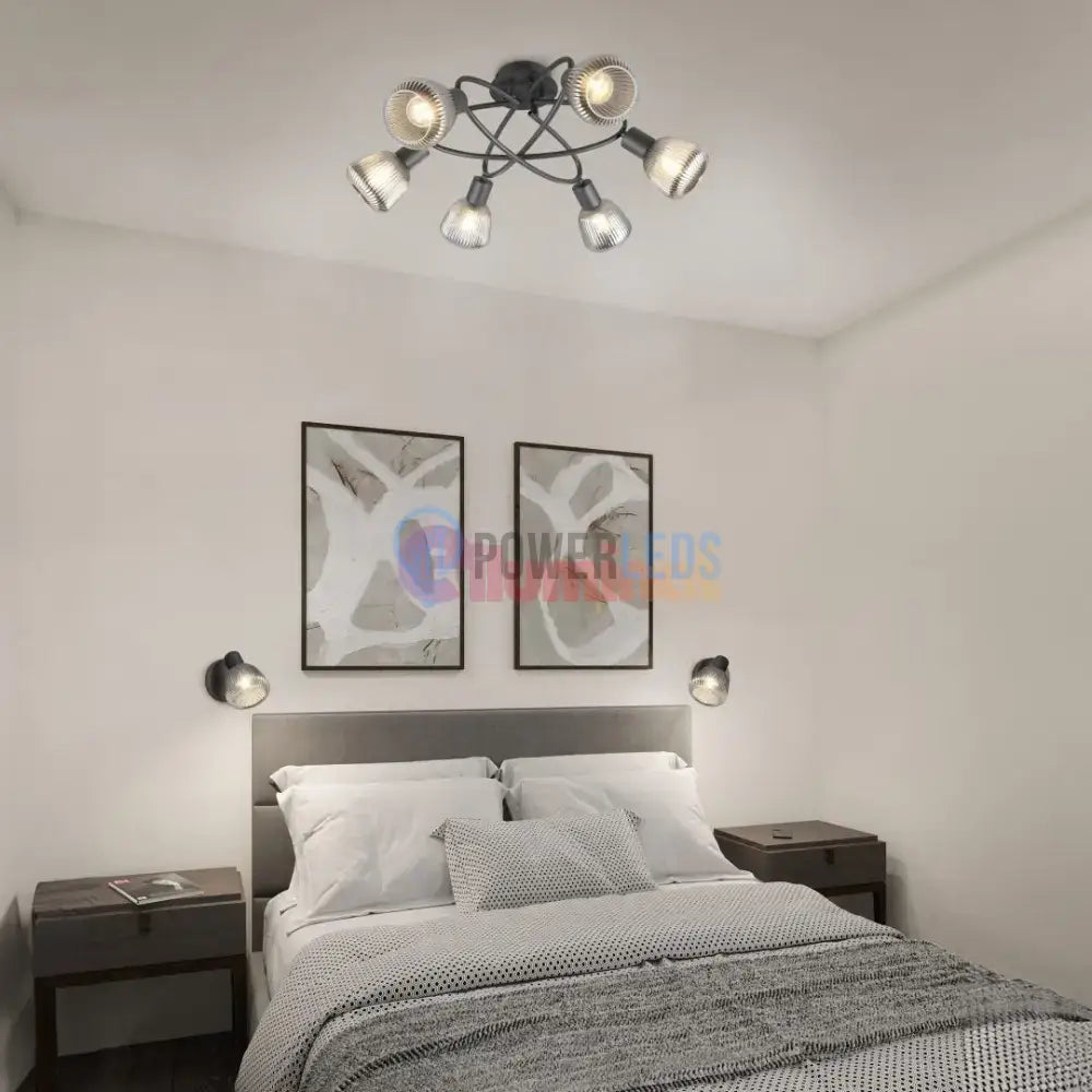 Lustra TARIFA Abajur Negru Mat 6xE14 powerleds.ro