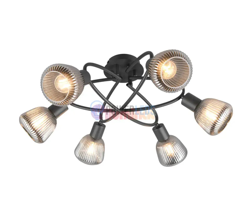 Lustra TARIFA Abajur Negru Mat 6xE14 powerleds.ro