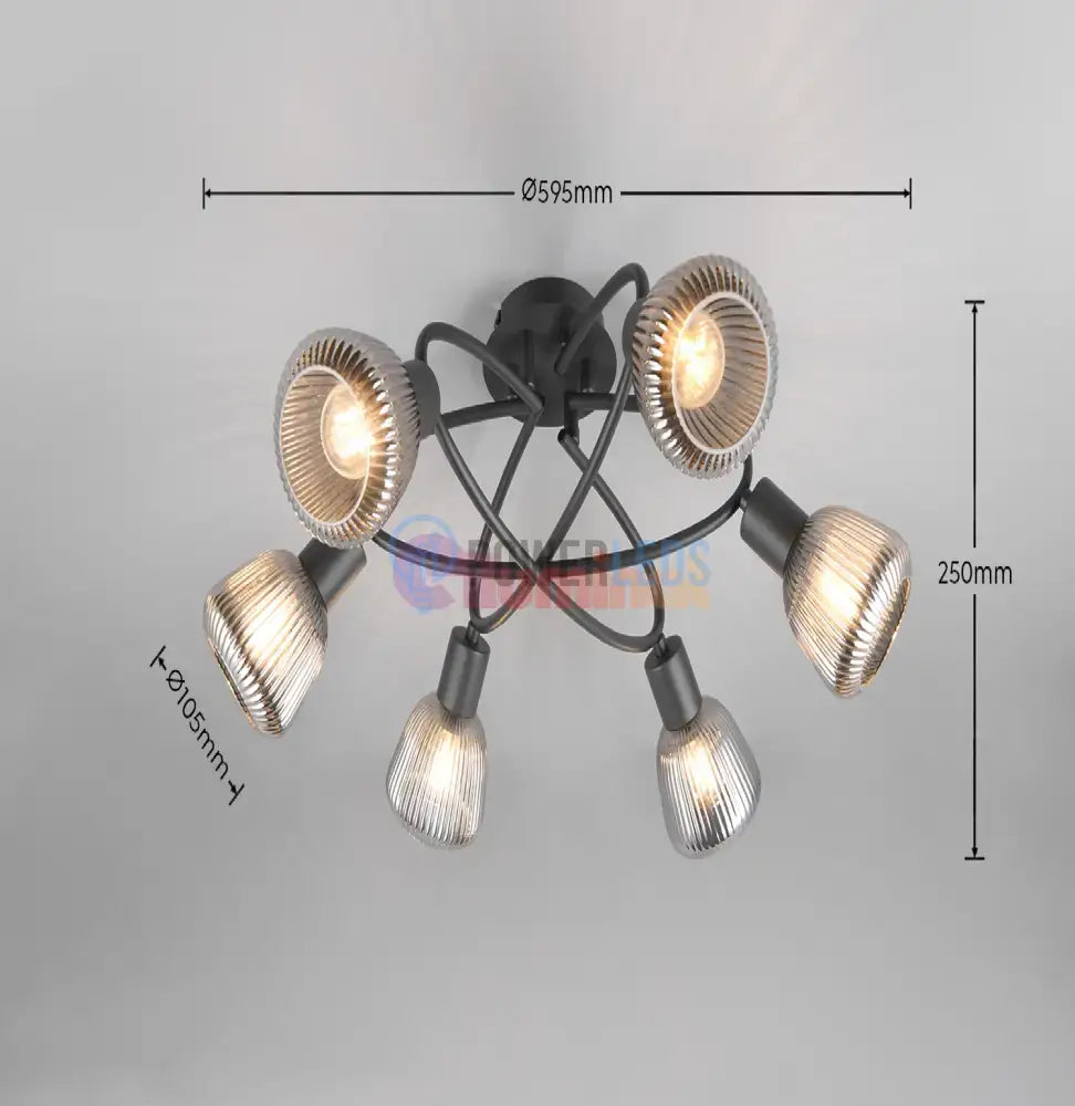 Lustra TARIFA Abajur Negru Mat 6xE14 powerleds.ro