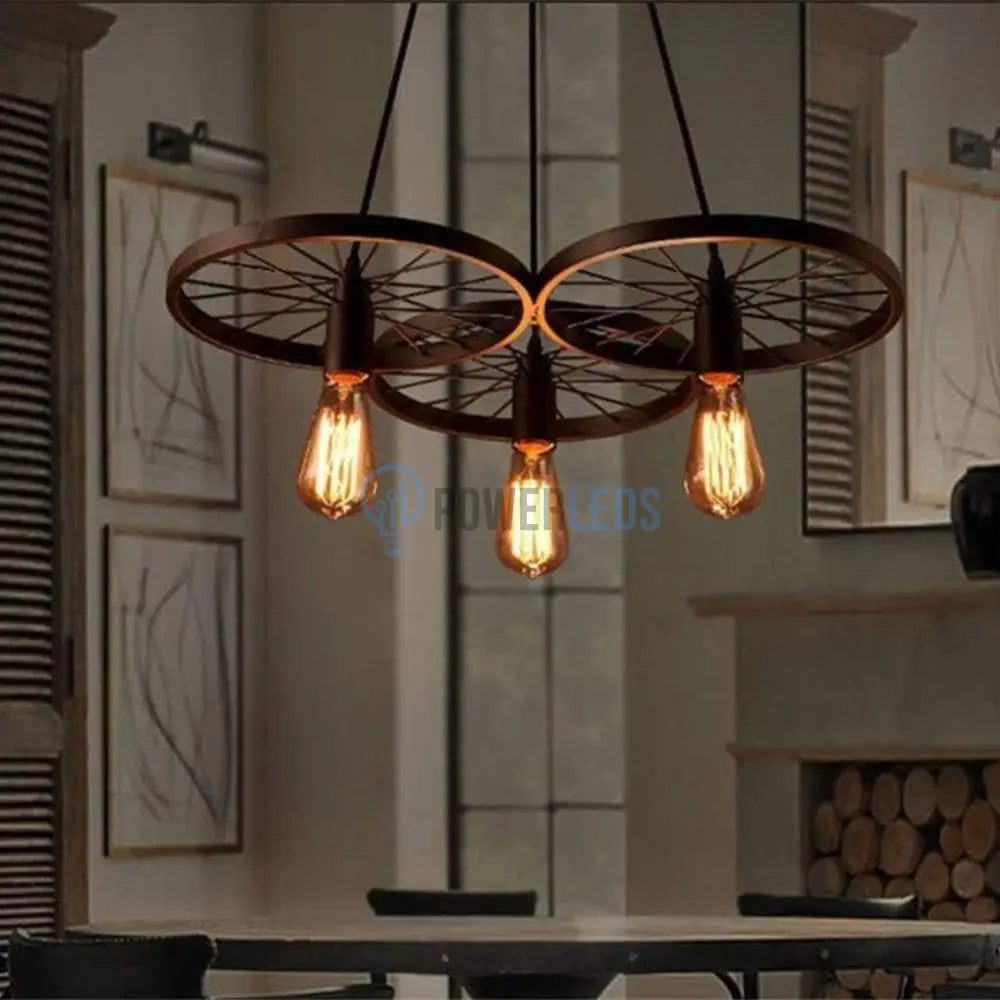 Lustra Vintage Wheels Black 3xE27 powerleds.ro