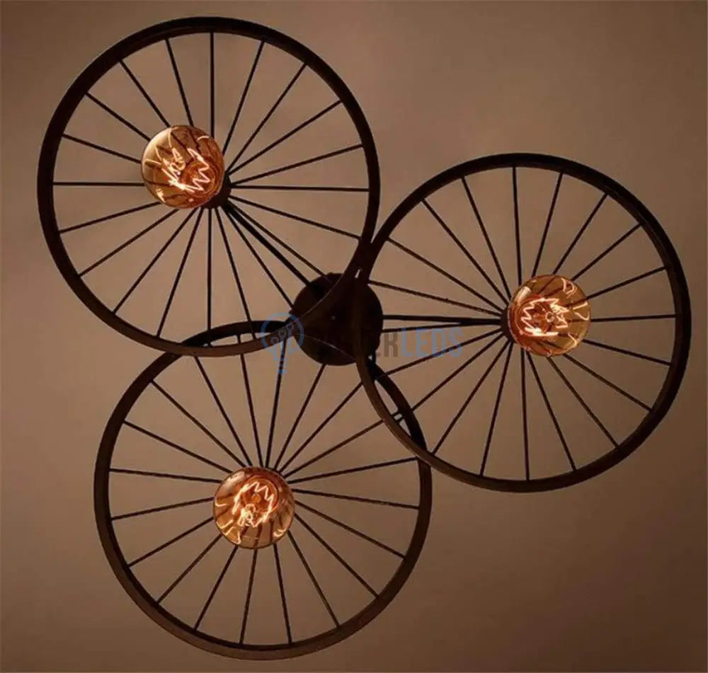 Lustra Vintage Wheels Black 3xE27 powerleds.ro