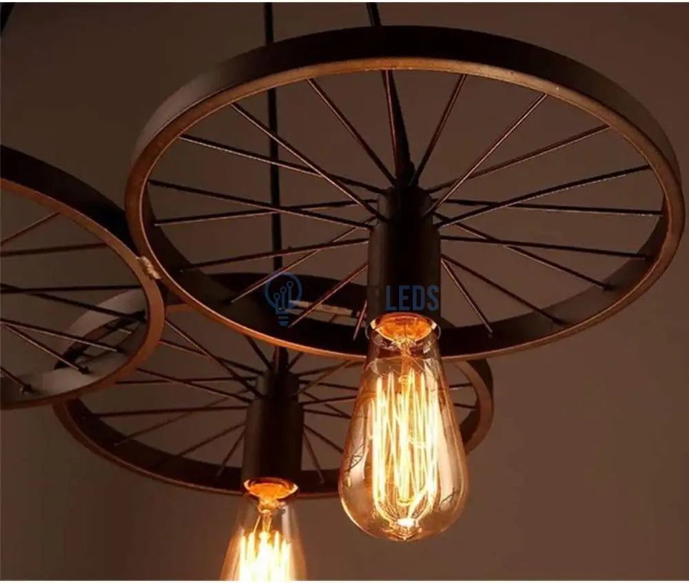 Lustra Vintage Wheels Black 3xE27 powerleds.ro