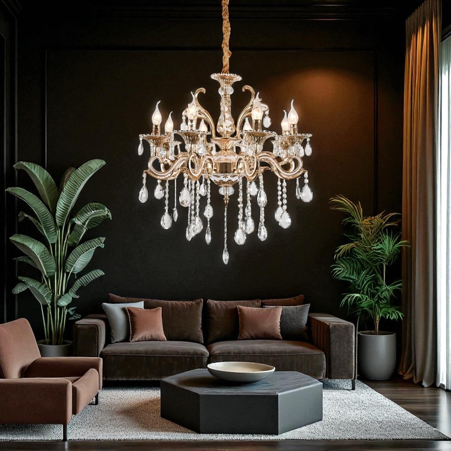 Candelabru Cristal Neoclasic Gold Elegance