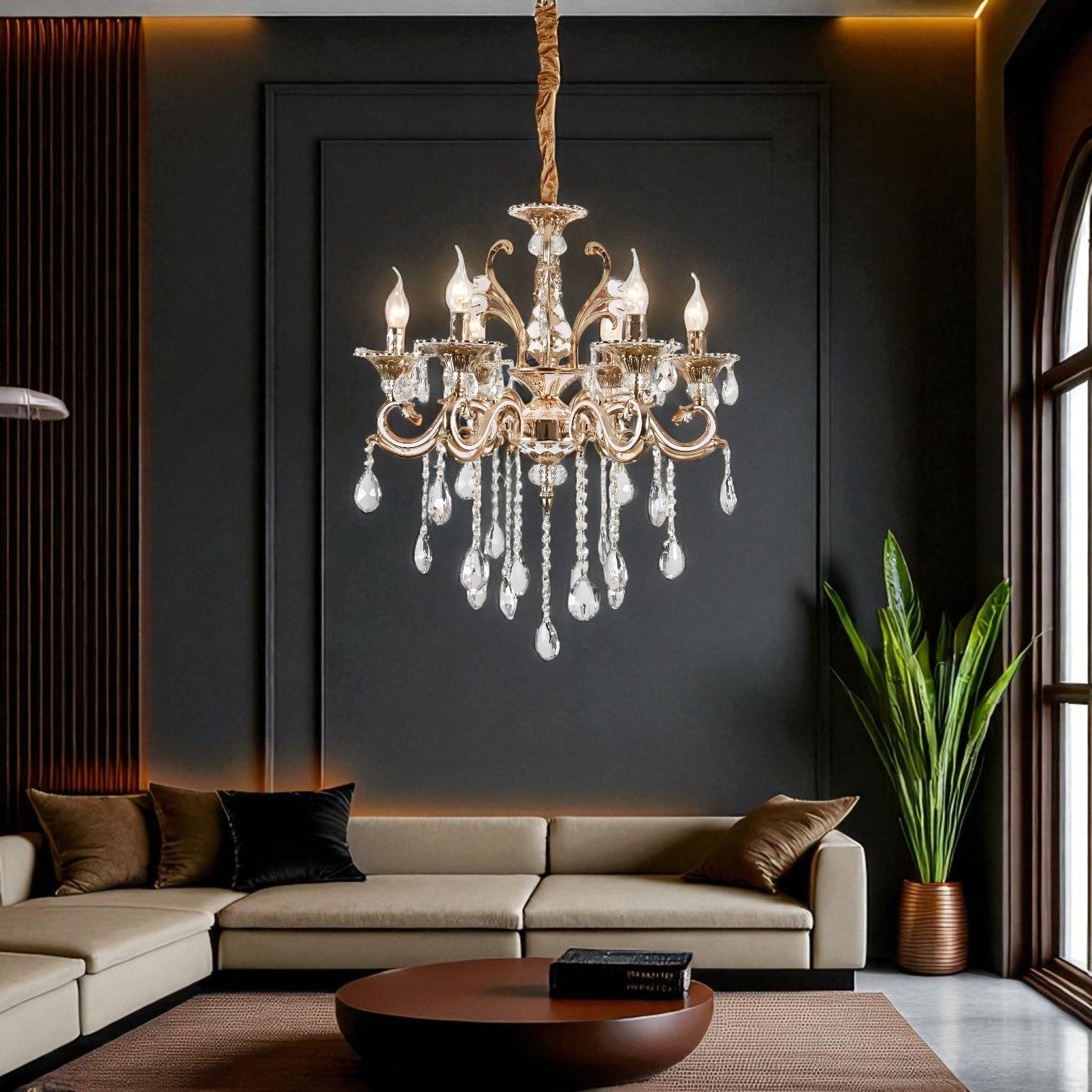 Candelabru Cristal Neoclasic Gold Elegance