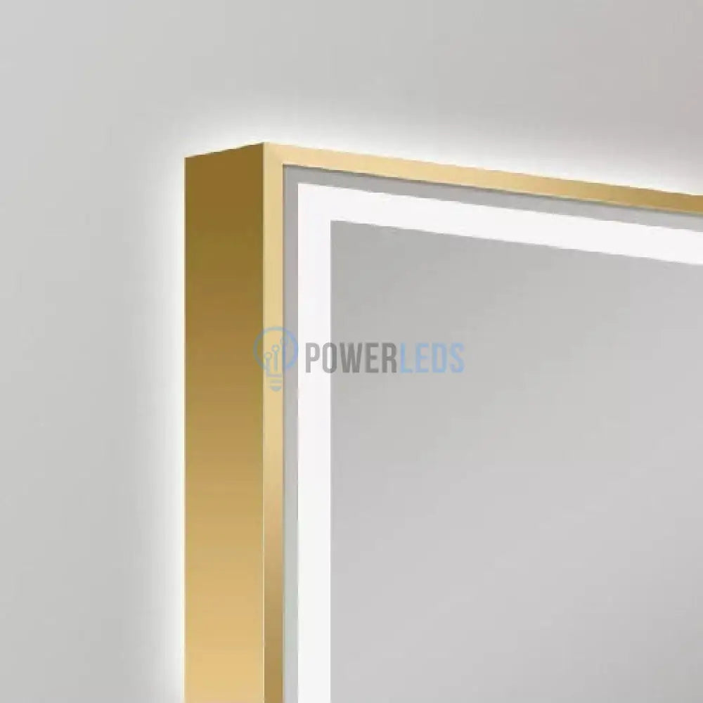 Oglinda Led 120X80Cm Cu Rama Aurie Functie Dezaburire Touch Si Ceas J47 Mirror