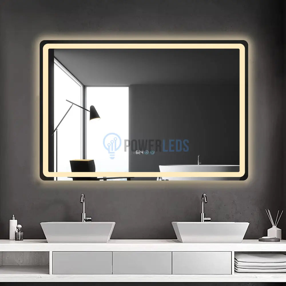 Oglinda Led 120X80Cm Dezaburire Ceas Temperatura Touch Si 3 Lumini Od058 Mirror