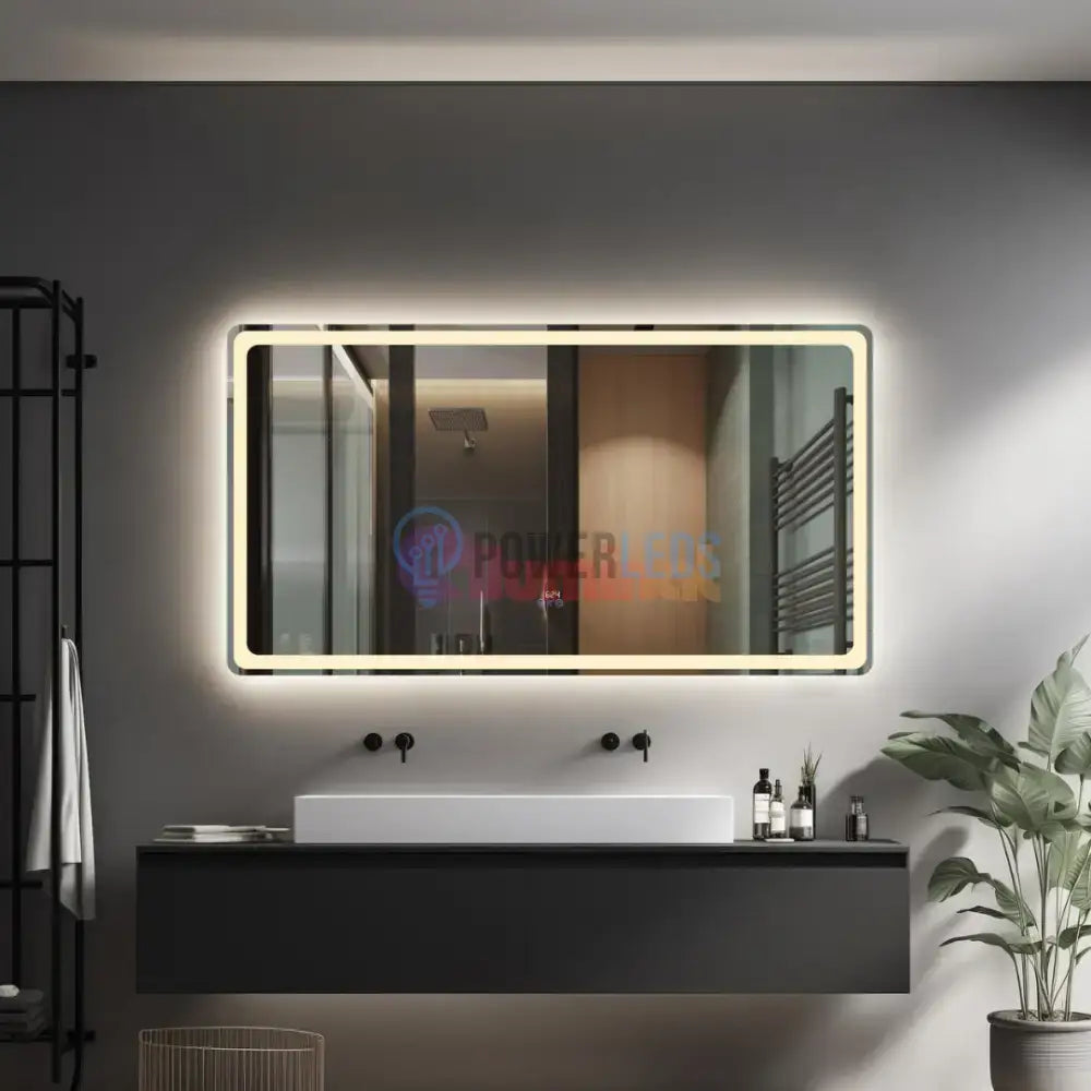 Oglinda LED 150x80CM cu Senzor Radar, 3 Lumini, Touch, Dezaburire, Ceas, Termometru powerleds.ro