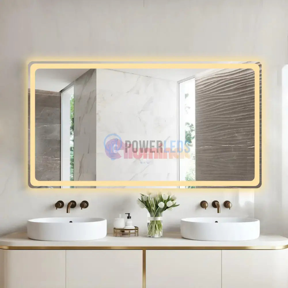 Oglinda LED 150x80CM cu Senzor Radar, 3 Lumini, Touch, Dezaburire, Ceas, Termometru powerleds.ro