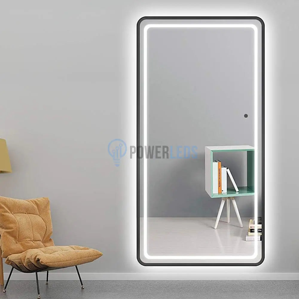 Oglinda Led 45X140Cm Rama Neagra Cu Functie Touch M1181S Mirror