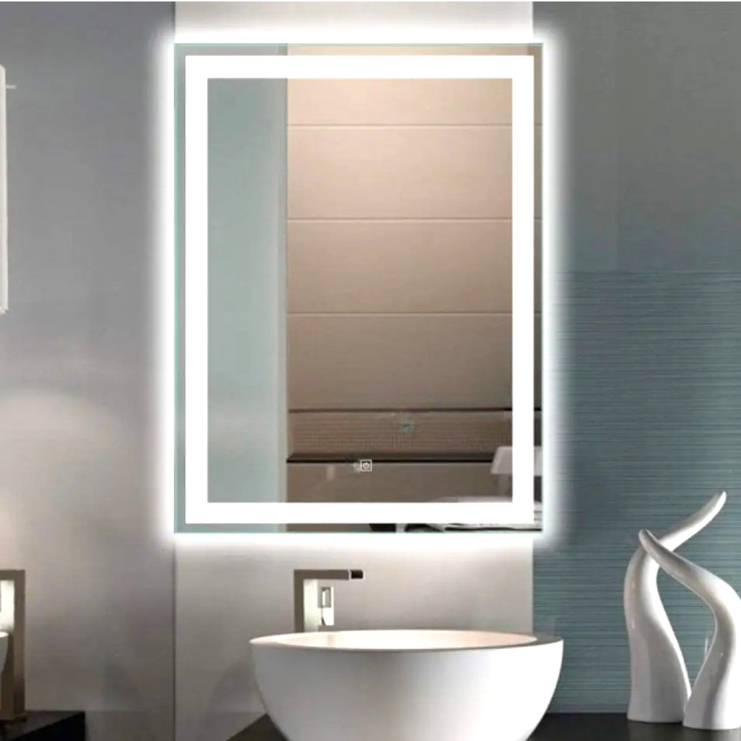 Oglinda LED Dreptunghiulara 60x80cm Buton Touch Simple