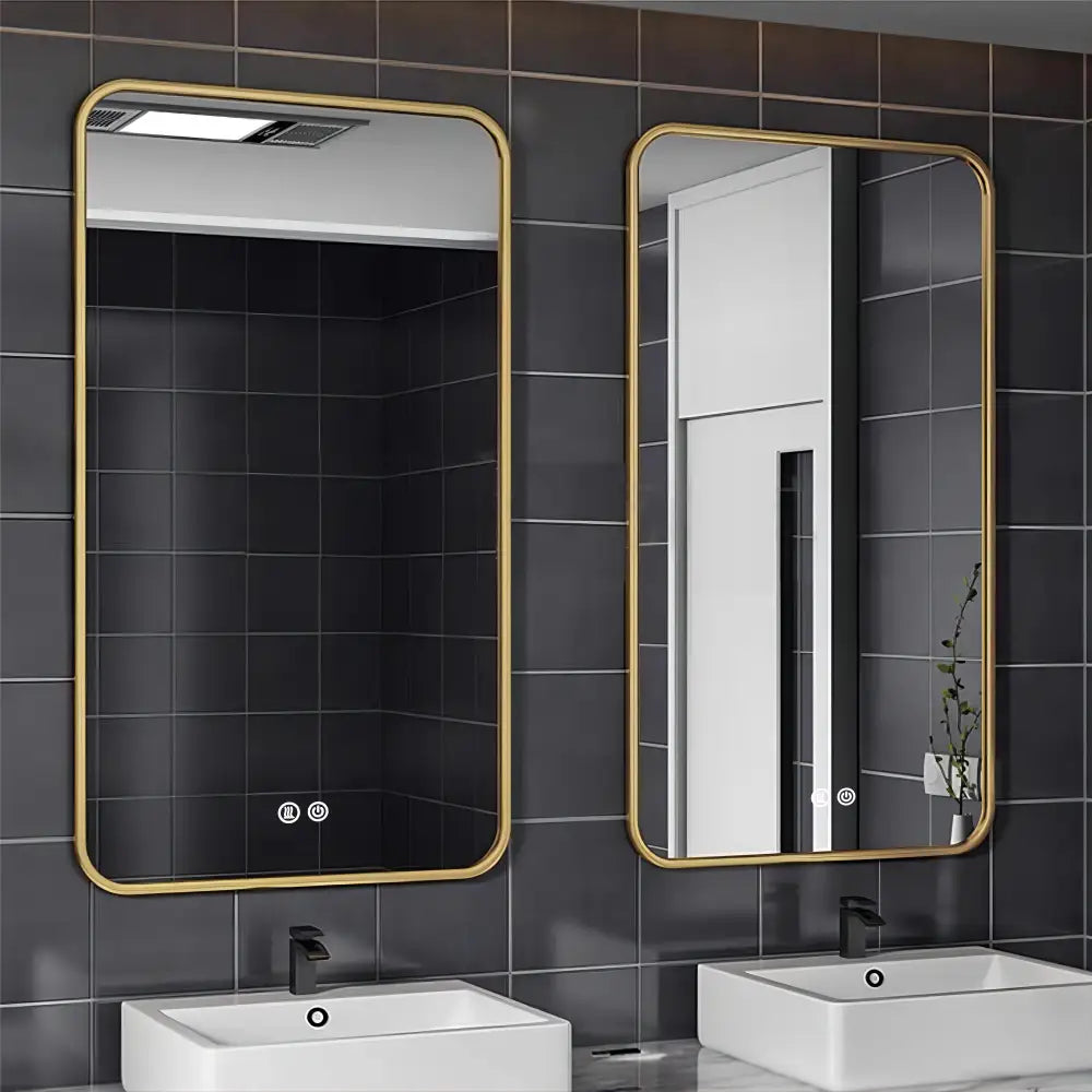 Oglinda Led 60X80Cm Rama Aurie 3 Lumini Dezaburire Si Touch Od041/Gd Mirror